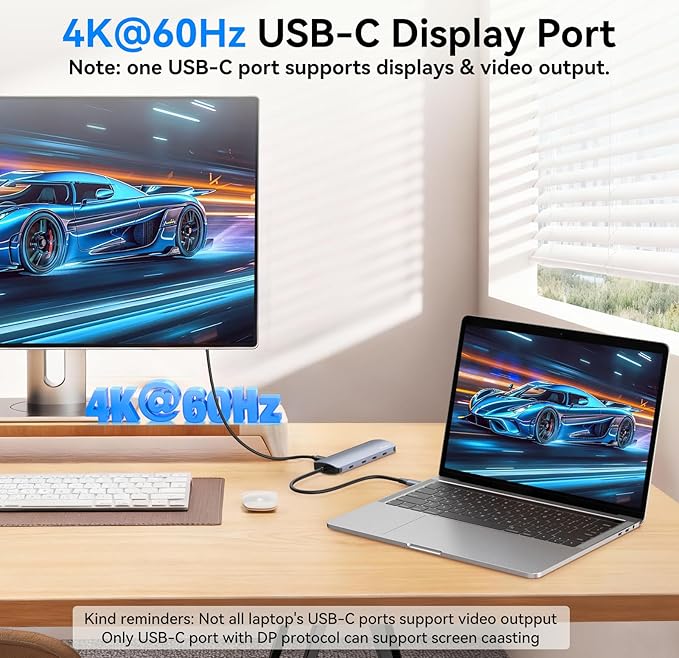 USB C Hub 10Gbps USB C Splitter with 4K@60Hz Video Output 100W PD Charging Data Transfer USB4 Multiport Dongle Adapter Extender for MacBook Pro/Air iPad Pro Dell HP and More Type C Devices