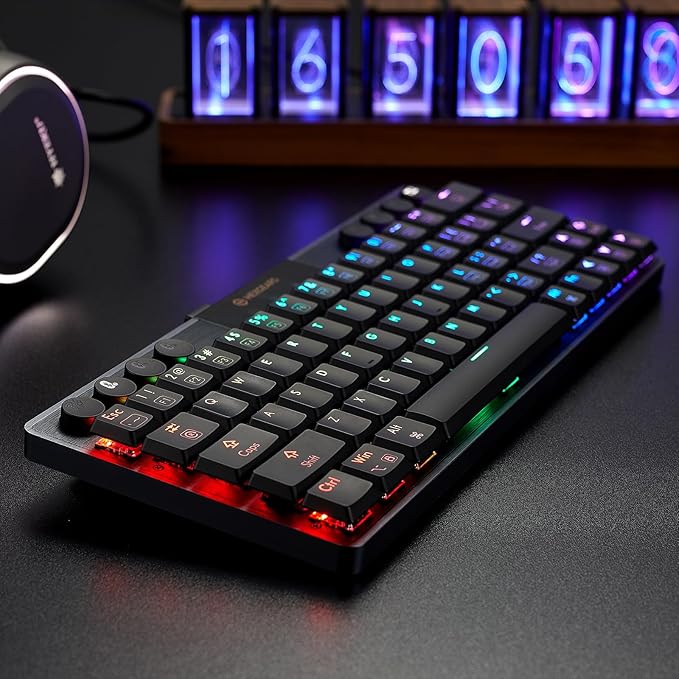 Hexgears A1 Low Profile Wireless Mechanical Keyboard - 60% Compact TKL Bluetooth 5.0/2.4GHz/Wired USB C Hot Swappable Linear Switch RGB Backlit Mini Portable Gaming Keyboard Aluminum for PC/MAC