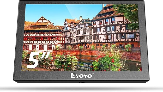 Eyoyo 5 inch Monitor 800x480 Mini TFT LCD Screen Small Camera Video Monitor 1/4 Screw Hole with HDMI/VGA/AV Video Input for Car PC DVD DVR CCD DSLR-140° Wide Angle Metal Housing
