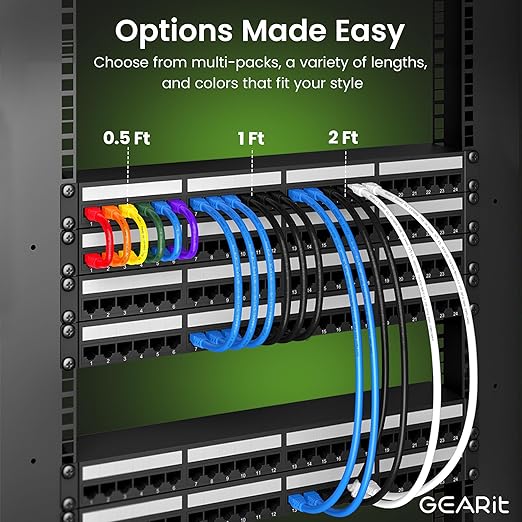 GEARit Cat 6 Ethernet Cable (100-Pack 1 Foot) Cat6 Network Patch 10Gbps RJ45 Snagless Cord Gold-Plated Connectors Internet for PC TV Tablet Router Printer Servers IT Data Center - Yellow