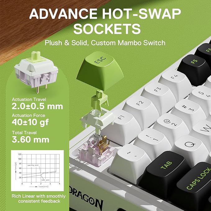 Redragon K686 PRO 98 Keys Wireless Gasket RGB Gaming Keyboard 3-Mode PBT Mechanical Keyboard w/Hot-Swap Socket Dedicated Knob Control &amp 5-Layer Noise Dampening Custom Linear Switch