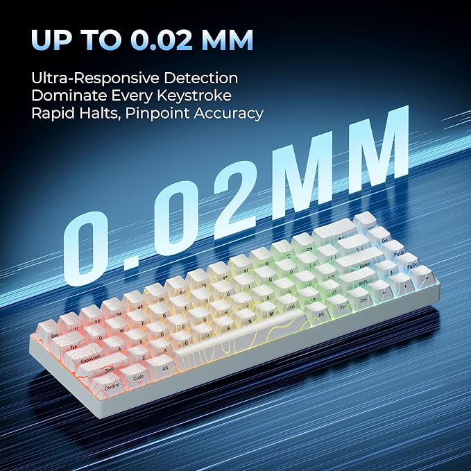 OHY XVX HE68 60 Percent Gaming KeyboardHall Effect Magnetic Switches CNC Aluminum Frame Rapid Trigger Keyboard w Topographic IMD Keycaps 8KHz Polling Rate Adjustable ActuationHot-Swap-White