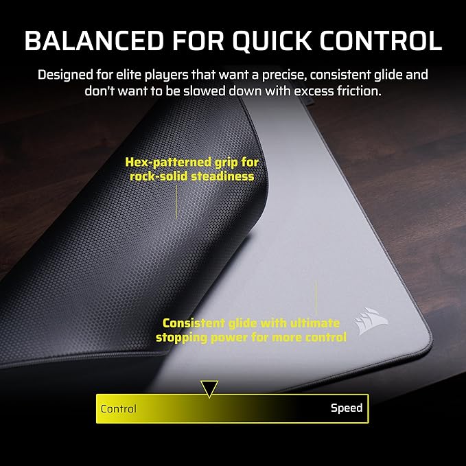 Corsair MM PRO Control Cloth Large Gaming Mouse Pad – Esports-Tuned Surface for Precision &amp Micro-Adjustments 4mm Thick Non-Slip Base Durable Stitched Edges – Gray