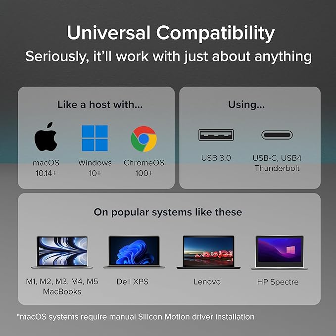 Plugable USB to DisplayPort Adapter - Connect via USB-C or USB 3.0 to Add a 2560x1440 Display – Compatible with Mac M1/M2/M3/M4 Windows and ChromeOS