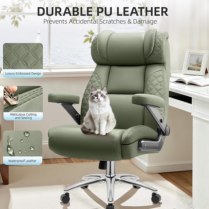 Big and Tall Office Chair Desk Computer Chair for Heavy People Oversized Executive Gaming Chair Extra Wide 500LBS Ergonomic Comfy Office Chair with Adjustable Lumbar Support &amp 5D Flip Arms