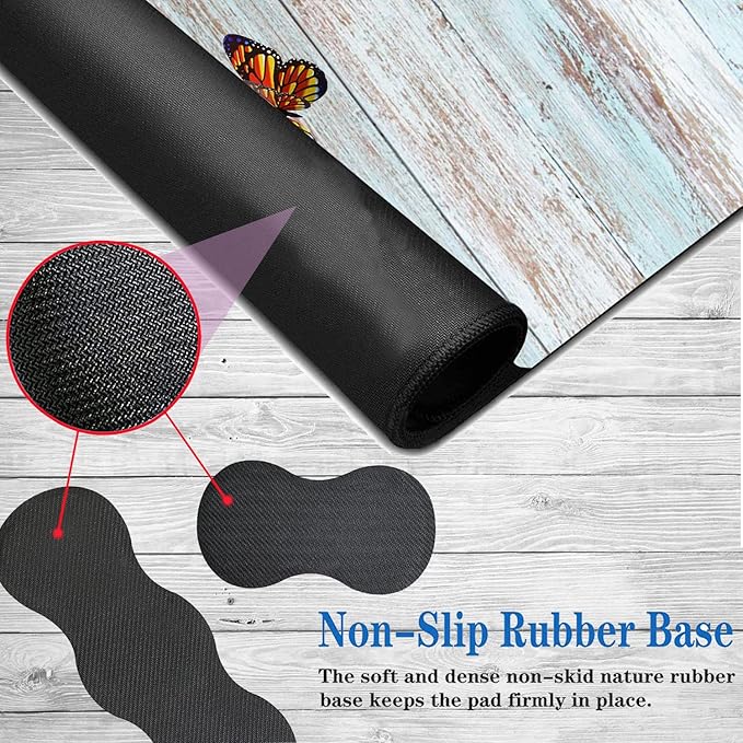Large Gaming Mouse Pad+Keyboard Wrist Rest+Mouse Wrist Rest+Coaster Easy Typing Pain Relief 31.5 × 11.8 inch Desk Mat for Home Office Stay Positive Work Hard and Make It Happen