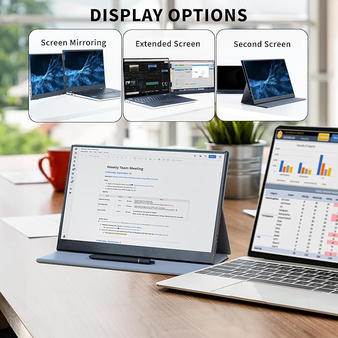 VIVO 15.6 inch Portable Monitor with Laptop Screen Extender Holding Bracket Fits Laptops up to 18.5 inches Black STAND-PM01M