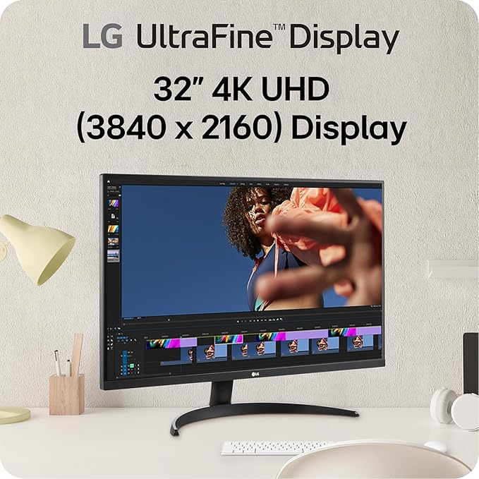 LG 32-Inch Ultrafine 4K UHD (3840x2160) Monitor with HDR10 90% DCI-P3 Built-in Speakers OnScreen Control HDMIx2 and DisplayPort