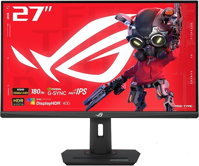 ASUS ROG Strix 27” QHD (2560x1440) HDR400 USB-C Gaming Monitor (XG27ACS) 180Hz1ms Fast IPS 133% sRGB Extreme Low Motion Blur Sync G-Sync Compatible DisplayWidget Tripod Socket 3 Year Warranty