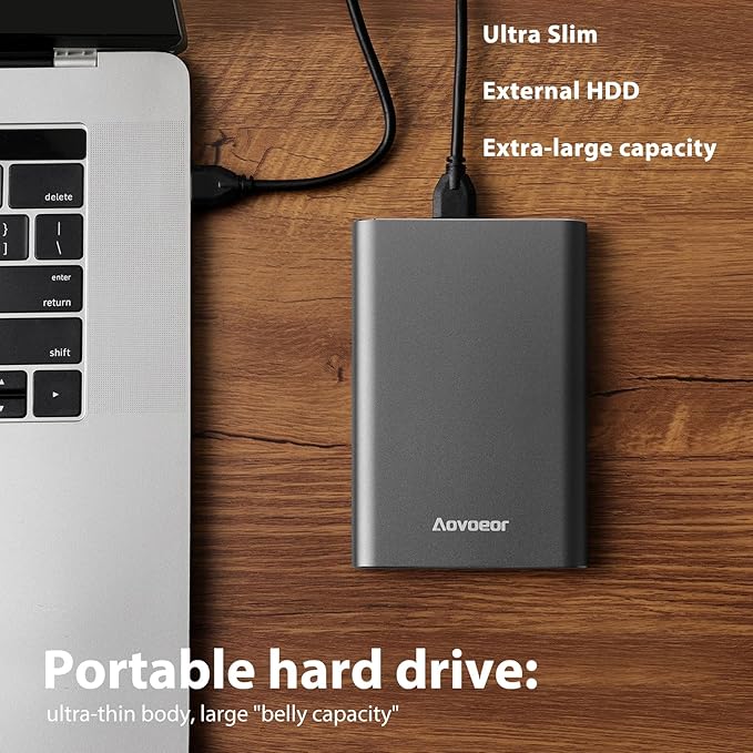 500GB Ultra Slim Portable External Hard Drive 2.5 USB 3.0 Mobile Ultrafast HDD Storage for PC Mac Desktop Laptop MacBook Chromebook Xbox One Xbox 360 PS4 (Grey)