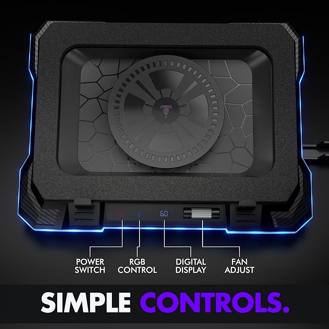 Tilted Nation Gaming Laptop Cooling Pad with USB Hub - Boost Performance Stay Comfortable - RGB Laptop Cooler Stand with Adjustable Height &amp Fan Speed RGB USB (C + A) Hub for 15.6 - 19 Lapto