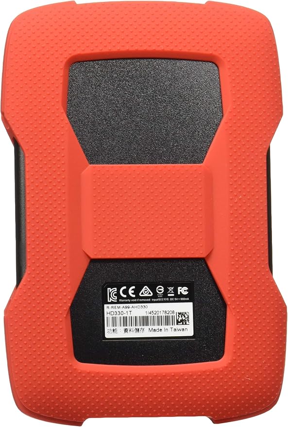 ADATA Durable Series HD330: 1TB Red External USB 3.1 Portable Hard Drive Gaming Console Compatible