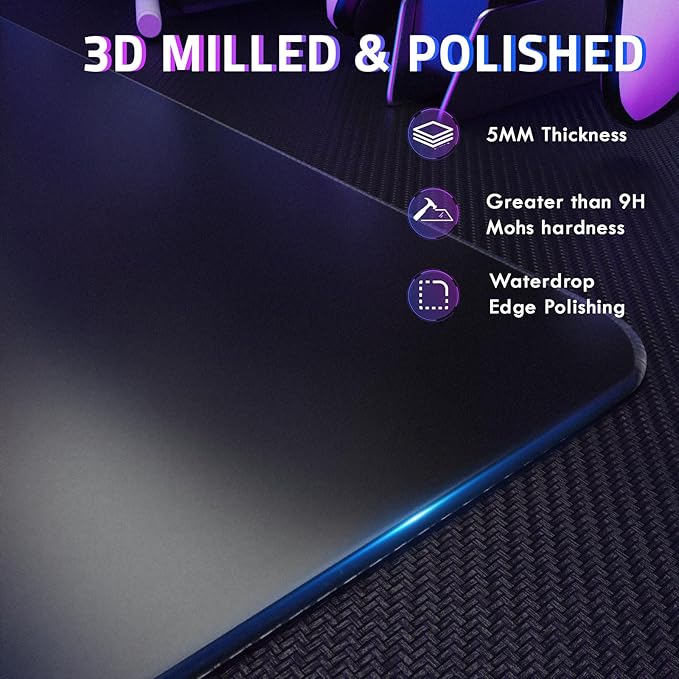 Attack Shark CM05SE Glass Gaming MousepadNano-Micro-Etched TextureSmooth Glass SurfaceHigh AccuracyFast-MovingAnti-Scratch PU Leather Super Non-Slip BaseSmall Size(410×310mm)Black