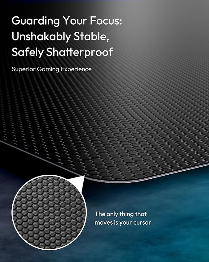 Glass Mousepad for Gaming | 2mm Ultra-Thin Hard Gaming Mousepad | Glass Mouse Pad for Esport 12.2x16.1 | Tempered Glass Ultra-Smooth AF Surface | Precise Tracking High-Speed Non-Slip Base