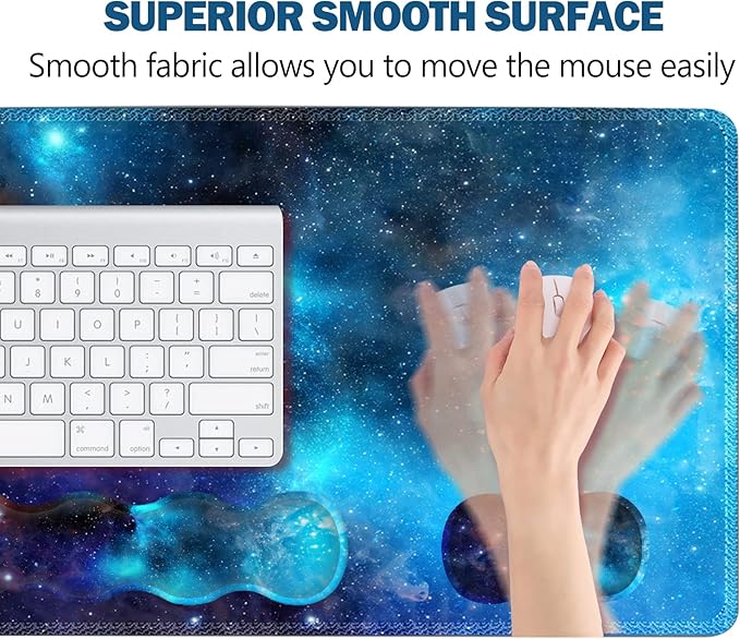 Extended Gaming Mouse Pad Keyboard Wrist Rest Pad Wrist Support Mousepad Set Artso Large Rubber Base Stitched Edges Multifunctional Desk Pad (35 x15.5 in) for Work Office Home Universe Galaxy
