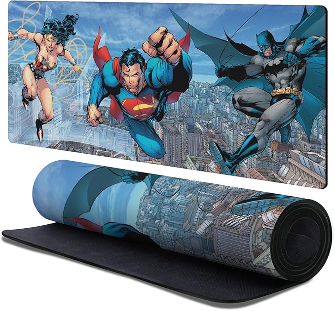 Head Case Designs Officially Licensed Justice League DC Comics Trinity Comic Book Covers 37.4 x 15.75 x 0.16 inches (900 x 400 mm) - XL Gaming Office Desk PC Keyboard Mouse Mat Pad