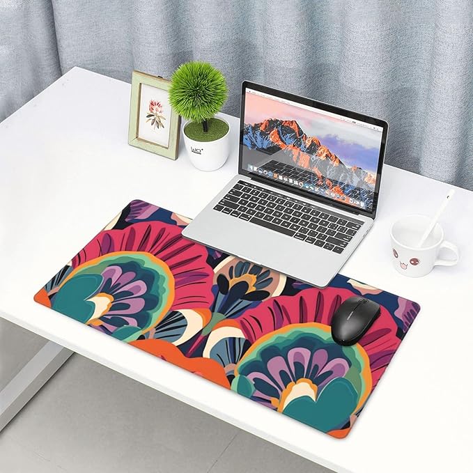 Retro Bohemian Desk Cover MatExtended Large Mouse PadComputer Laptop Mat Desk Decor for Office Game Home 30x16 Inch
