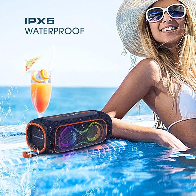Musibaby 80W Bluetooth Speaker Loud Portable Speaker with Deep Bass Waterproof Outdoor Speaker with RGB Lights for Camping Beach &amp Party 24H Playtime BT5.3 Dual Pairing