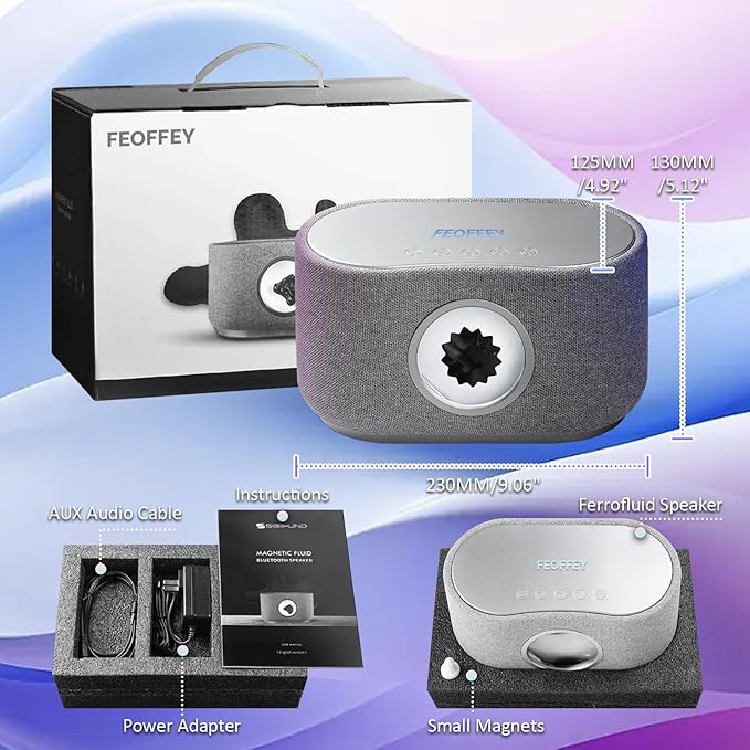 Magnetic Fluid Bluetooth Speaker with Music Visualization 15W Wireless Charging Touch Control Stereo Sound for Office Home Decor Music Lovers &amp Tech Enthusiasts