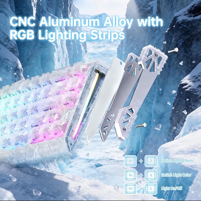 ATTACK SHARK R68HE Carbon Fiber 8000Hz Rapid Trigger Keyboard0.005mm RT Accuracy 68 Keys Wired Gaming Keyboard with Magnetic SwitchAdjustable Actuation Rapid TriggerRGB Lighting for PC/MacWhite
