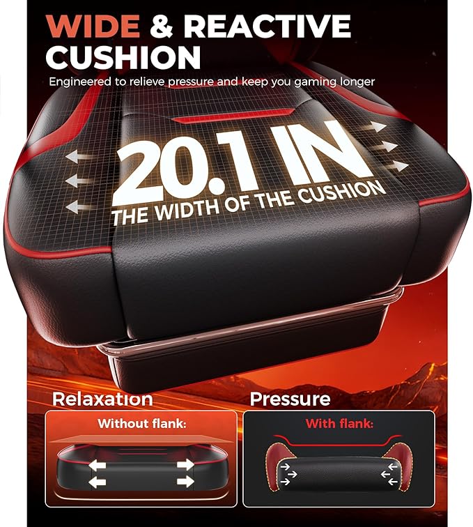 GTPLAYER Gaming Chair with Footrest Big and Tall Game Chair 350lb Racing Style Computer Chair Ergonomic Executive Office Chair High Back with Lumbar Support and Recliner Red