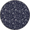 Dark Blue Non Slip Protective Floor Mat Multi-Purpose Low Pile Desk Chair Mat for Hardwood Floor Carpet Round Pattern Chair Flower Pattern with Foliage Leaf Branches Diameter 39.4 in