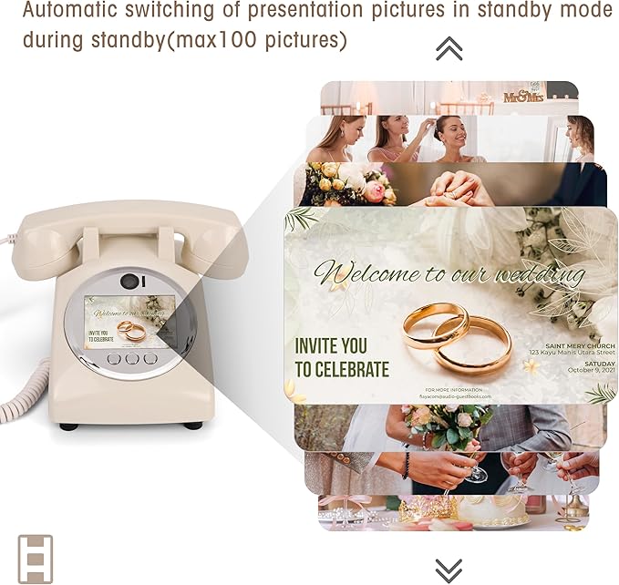 Video Guest Book Audio Guest Book Wedding Phone Record Preserve Your Special Occasions Leave a Message for Wedding Bridal Shower Baby Shower Birthday Graduations Anniversary (Beige)