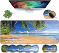 Ergonomic Keyboard Wrist Rest &amp Mouse Pad Wrist Rest Set Large XXL Gaming Desk Mat 31.5x 11.8 Non-Slip Base Memory Foam Easy Typing Pain Relief for Office &amp Home Shore Palms Tropical Be