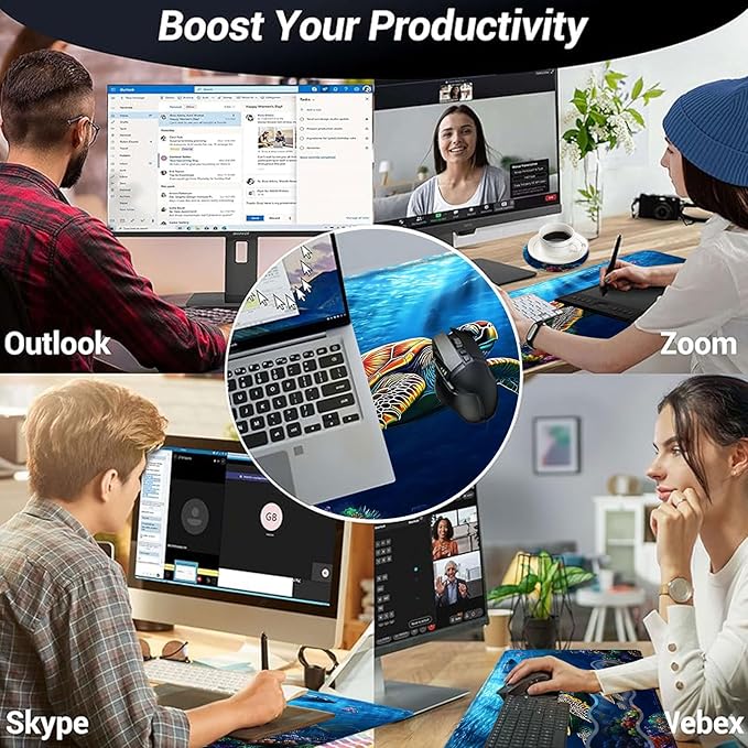 Large Mouse Pad and Keyboard Wrist Rest Desk Pad for Keyboard and Mouse 4-in-1 Large Gaming Mouse Pad with Wrist Support Desk Mat for Home Office Study GameTurtle Swimming in Ocean