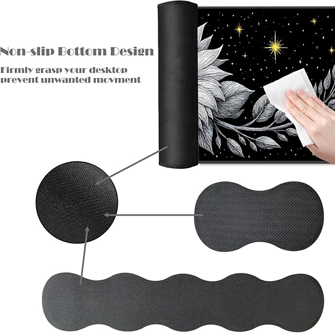 Ergonomic Keyboard Wrist Rest &amp Mouse Pad Wrist Rest SetXL Gaming Desk Mat 31.5x 11.8Non-Slip BaseMemory FoamEasy Typing Pain Relief for Office &amp HomeGlowing Flower