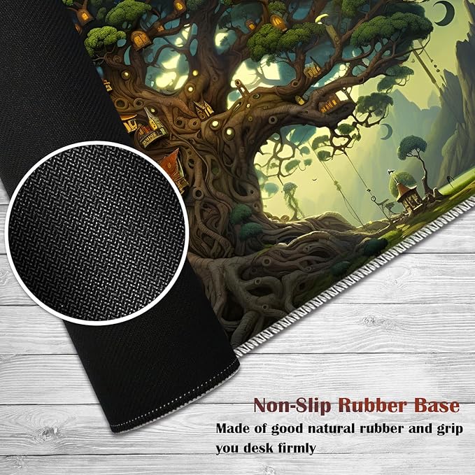 Gaming Mouse Pad Set Large Gaming Mouse Pad+Keyboard Wrist Rest+Mouse Wrist Rest+Coaster Easy Typing Pain Relief 31.5 × 11.8 inch Desk Mat for Home Office - Life Tree