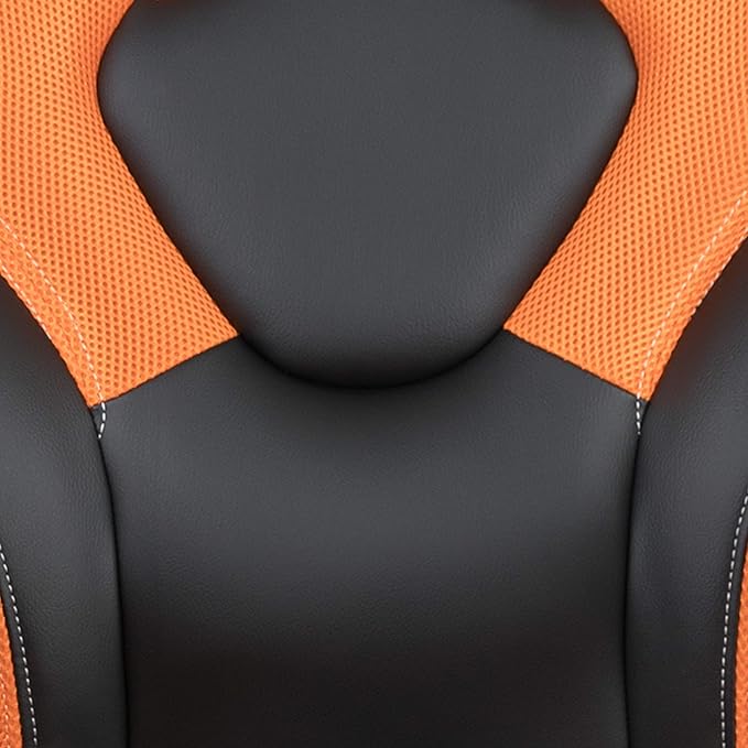 Flash Furniture Optis Black Gaming Desk and Orange/Black Racing Chair Set with Cup Holder Headphone Hook &amp 2 Wire Management Holes
