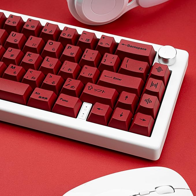 140 Keys PBT Japanese Keycaps Cherry Profile Key Caps DYE-Sub Red Keycap Minimalist Style Customized Keycaps Set Compatible with Cherry MX Switches Mechanical Keyboards