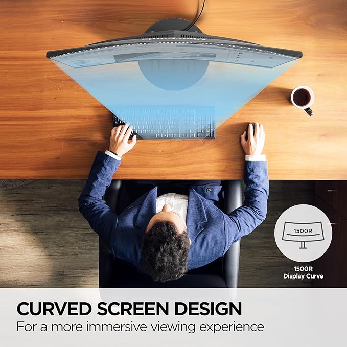ViewSonic VA2416C 24 Full HD 1080p Frameless Curved Monitor with Variable Refresh Rate Eye Care HDMI and DisplayPort Inputs for Home and Office (Renewed)
