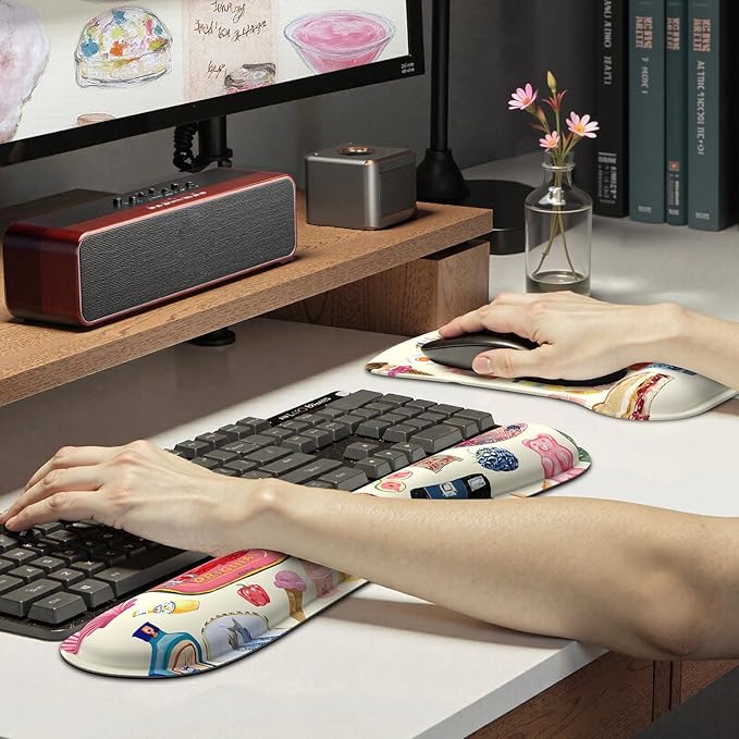 iCasso Ergonomic Mouse Pad Keyboard Wrist Rest Memory Foam Mousepad with Wrist Support XXL Desk Mat Desk Pad