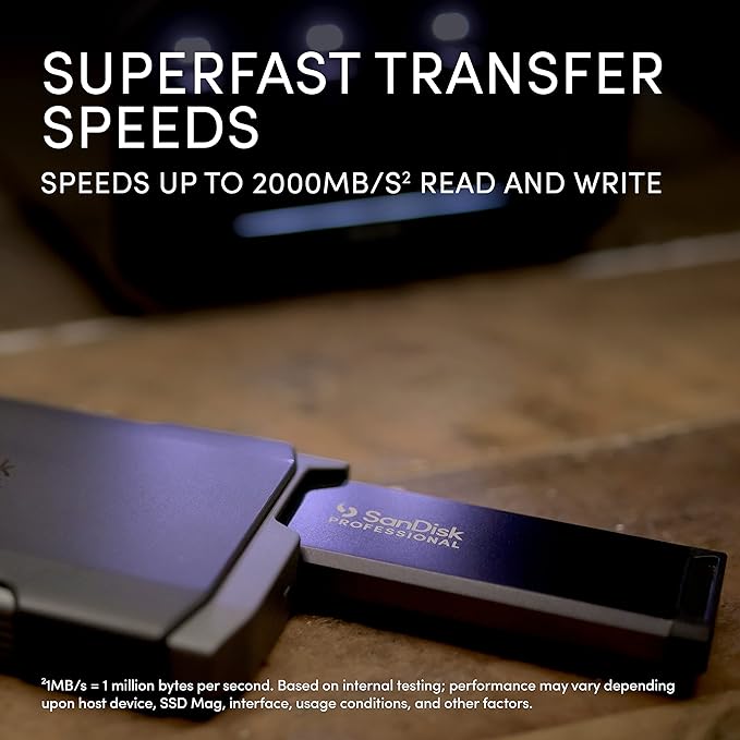 SanDisk Professional 4TB PRO-Blade Transport - Portable and Modular NVMe SSD Up to 2000MB/s USB-C USB 3.2 gen 2x2 Solid State Drive - SDPM2NB-004T-GBAND