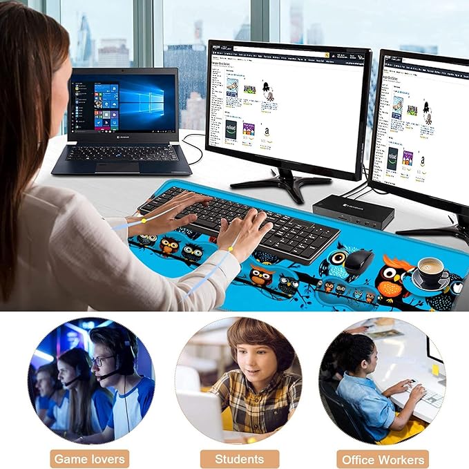 Keyboard Wrist Rest and Mouse Pad with Wrist Support Set Ergonomic CoasterMemory FoamEasy Typing Pain ReliefLarge XL Desk Mat 31.5x 11.8Cute Owls on a Branch