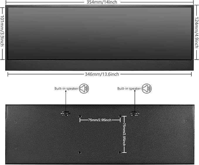 14'' 4K UHD IPS 3840x1100 Stretched Bar Touch Screen Display Monitor for Laptop Computer PC Speed Temperature Windows Aida64 CPU GPU HDMI Secondary Monitor for Music Media Timeline Editing