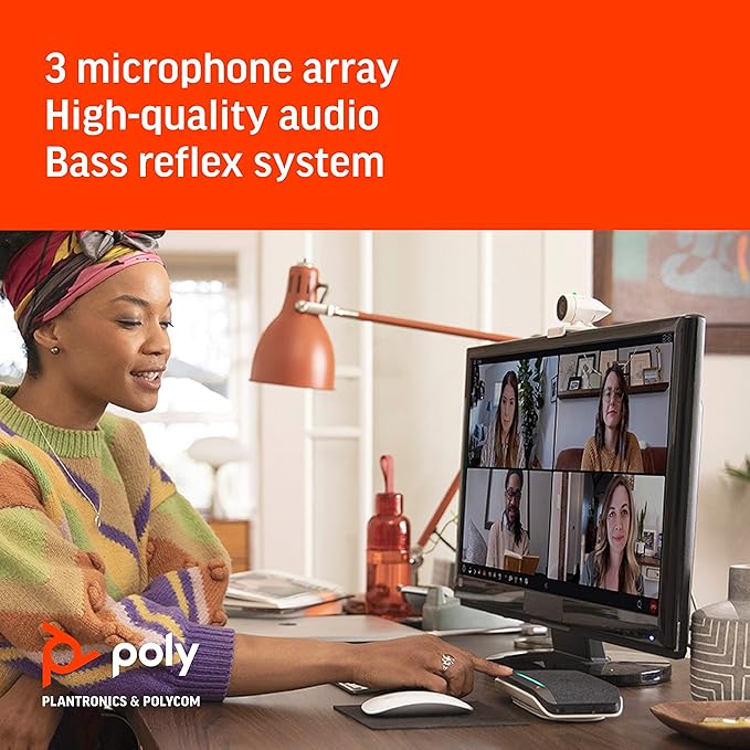 Plantronics Poly - Studio P5 Webcam with Poly Sync 20+ Speakerphone Kit Polycom - 1080p HD Professional Video Conferencing Camera &amp Bluetooth Wireless Smart Speakerphone-Certified for Zoom &amp T