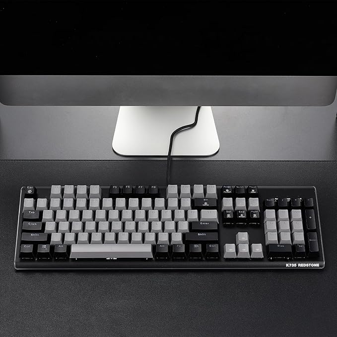 Hexgears GK735 Wired Full Size Mechanical Keyboard Aluminum Housing Built for Gamers w/Kailh Box White Switch White Backlit + Surrounded by RGB Light Strip 104 Keys Gaming Keyboard for PC/Mac