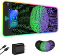 ToLuLu Wireless Charging RGB Gaming Mouse Pad 15W LED Mouse Mat with 30W Charger 14 Light Modes Large Mousepad Wrist Support Non-Slip Rubber Base Desk Mat Computer Keyboard Pad Right Left Brain