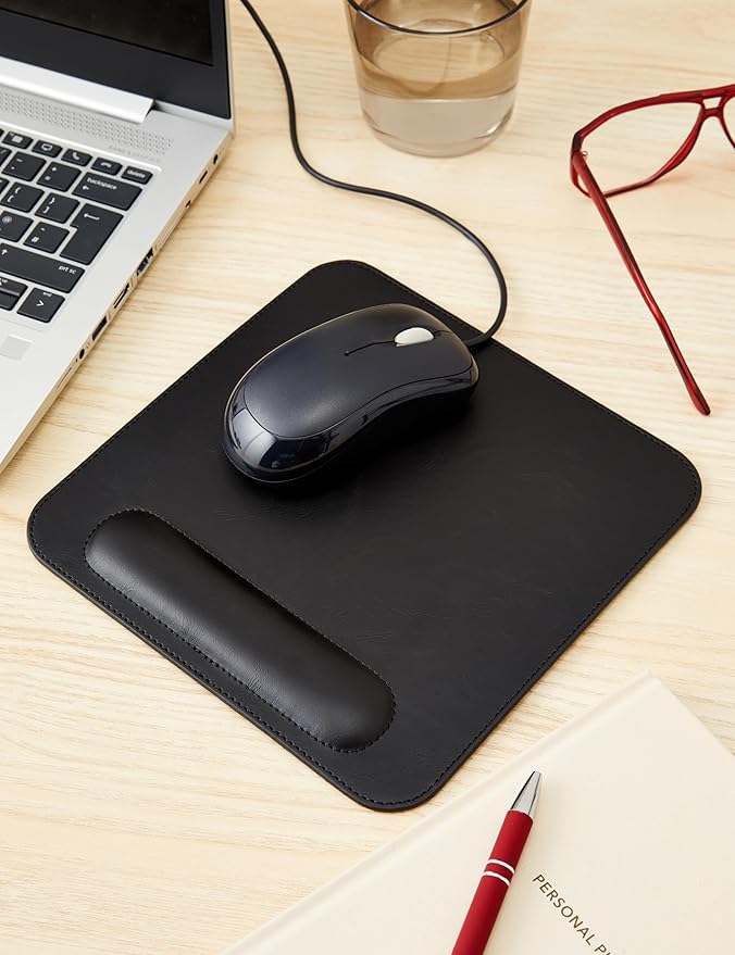 Londo Leather Mouse Pad with Wrist Rest – Ergonomic Support Non-Slip Base Smooth Surface