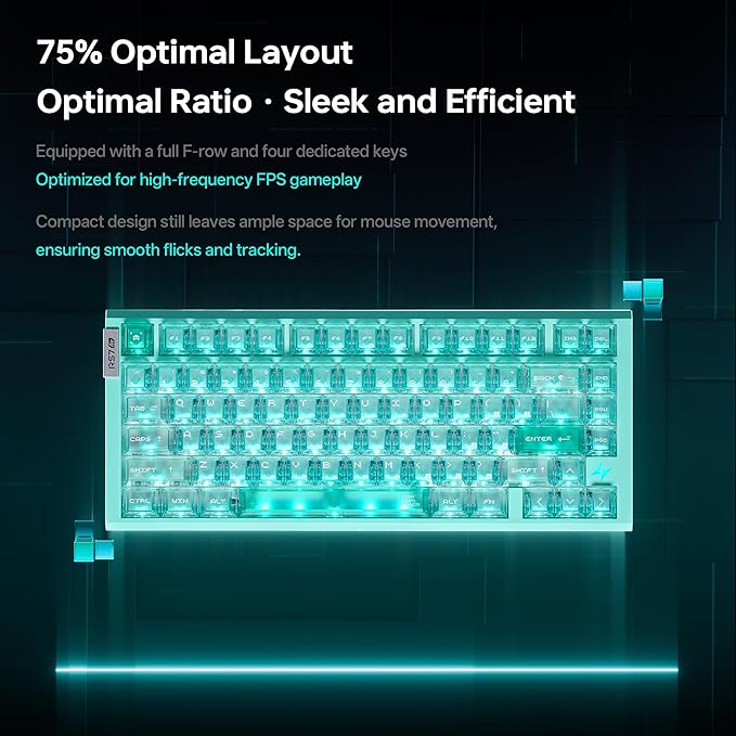 ATK RS7 Air Esports Hall Effect Keyboard 75% 81-Key 0.08 ms Latency Frosted PC Keycaps (White/Lucidblade)