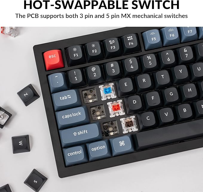 Keychron V3 Wired Custom Mechanical Keyboard Knob Version TKL QMK/VIA Programmable with Hot-swappable Keychron K Pro Brown Switch Compatible with Mac Windows Linux Carbon Black (Non-Transparent)