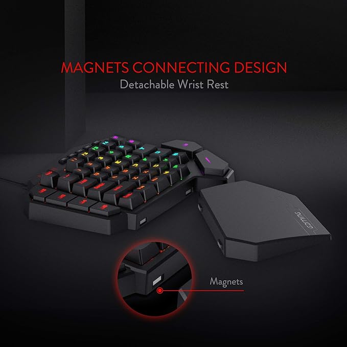 Redragon K585 DITI Wired One-Handed RGB Mechanical Gaming Keyboard 42 Keys Type-C Professional Gaming Keypad w/Upgraded Hot-Swappable Socket 7 Onboard Macro Keys &amp Detachable Wrist Rest