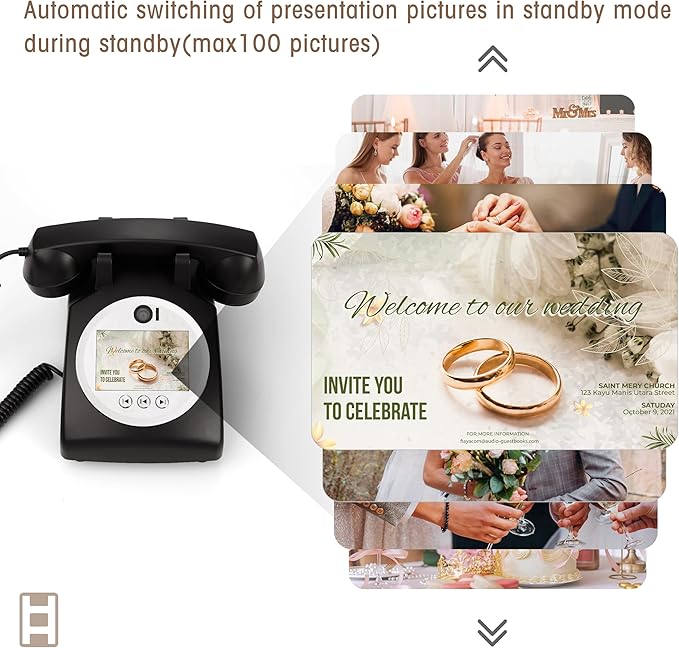Video Guest Book Audio Guest Book Wedding Phone Record Preserve Your Special Occasions Leave a Message for Wedding Bridal Shower Baby Shower Birthday Graduations Anniversary (Black)