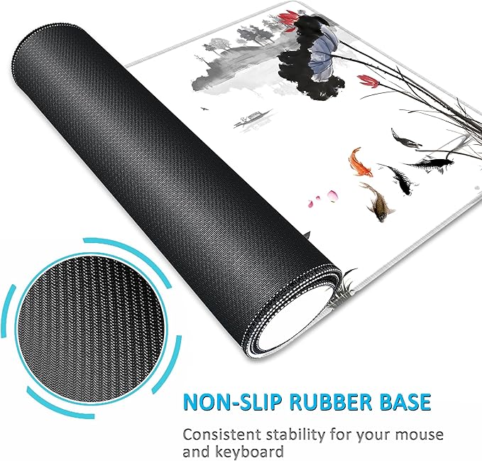 LL-COEUR XXL Landscape Gaming Mouse Pad Computer Keyboard Mat Office Desk Pad (Lotus 47.2 x 23.6 x 0.12)