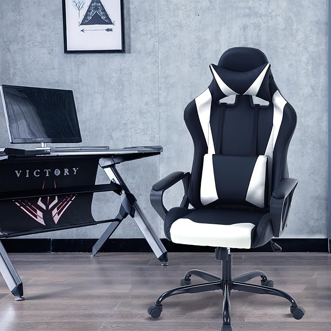 Comfortable Gaming Chairs for Adults Cheap Gamer Chair Swivel Game Chair for Boys Leather Computer Chair with Headrest and Lumbar Support PC Chair Racing Chair