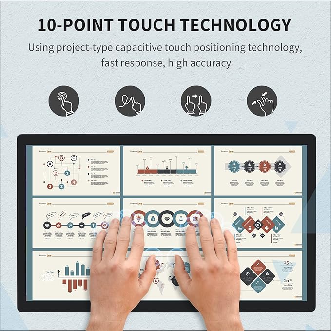 23.8 inch Android 11 Touchscreen Monitor Tablet 16:9 FHD 1080P WiFi &amp BT Built-in Speakers RK3568 4GB RAM &amp 32GB ROM Smart Board for Classroom Meeting &amp Game