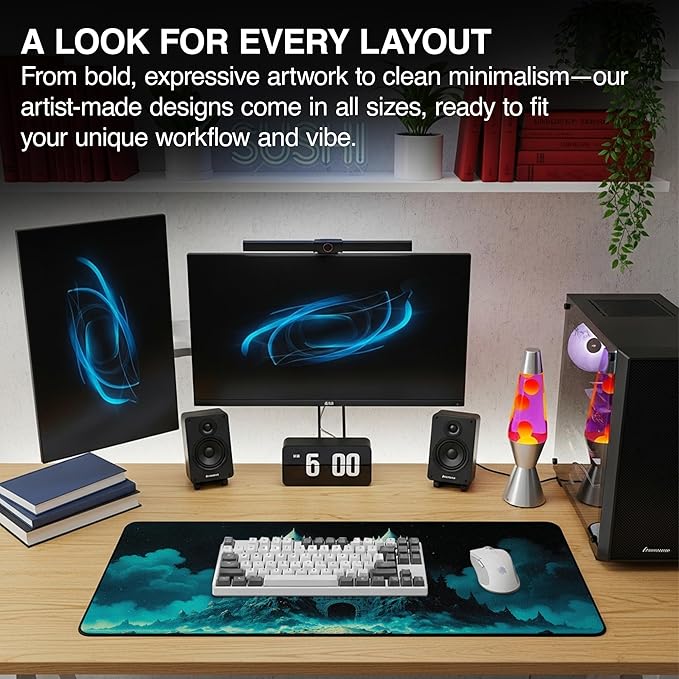 MPCO. Dark Fantasy Large Gaming Desk Pad - 36 x 17 Duraglyde Fabric The Twilight Twins Desk Mats - Non-slip Washable Smooth Glide for Precision Gaming &amp Work